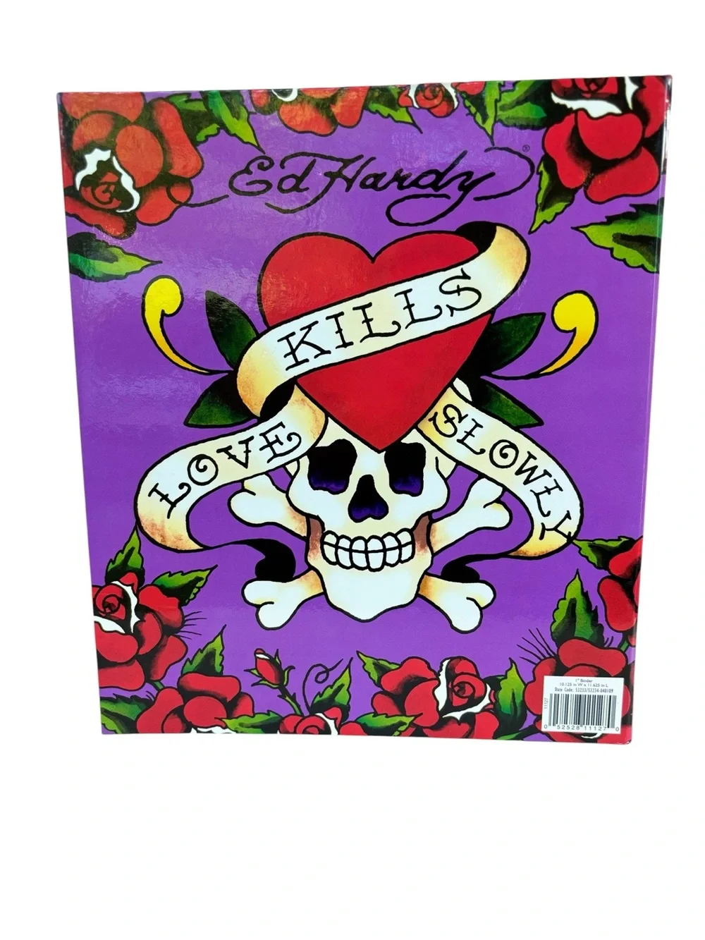 NEW Ed Hardy Love Kills Slowly Skull Heart Roses 1” Binder Y2K Lisa Frank